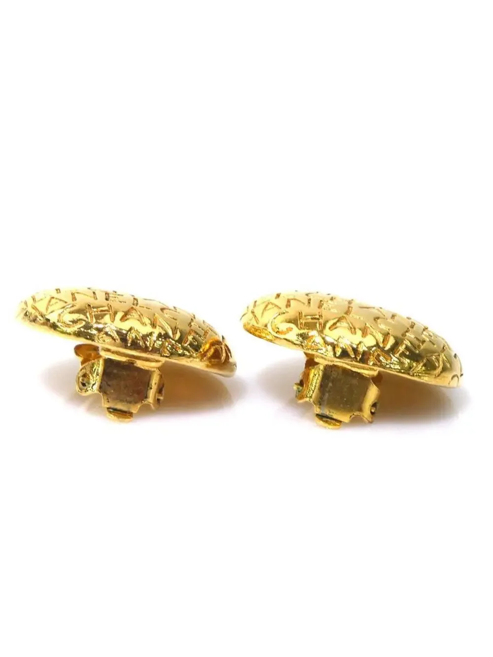 Auth Chanel Logo Clip On Earrings Gold #293942C23B